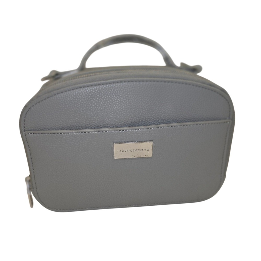 London Skye Handbag Grey Pebble Grain Faux Leather Crossbody Bag Purse w/Dustbag